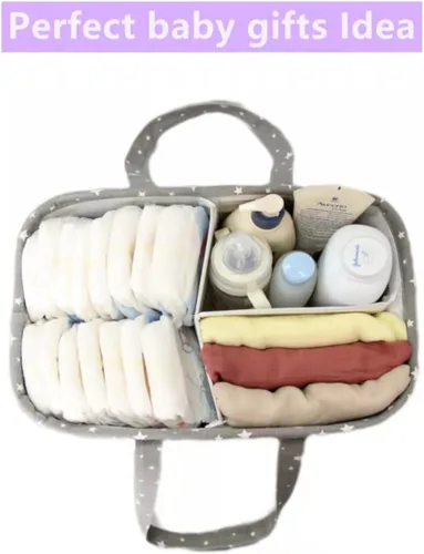 Vista 3 de Organizador de pañales para bebé Cesta de almacenamiento para regalos de baby shower para niña o niño Portátil Grande Porta pañales para cambiador