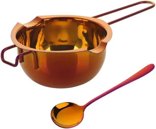 Vista 12 de Buyer Star Olla de acero inoxidable para derretir chocolate, mantequilla, queso, caramelo y jabón (dorado)