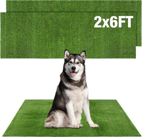 Vista 10 de GLOBREEN Almohadilla de césped para perro, tamaño grande - 2 pies x 6 pies, césped de entrenamiento sanitario para perros, césped artificial