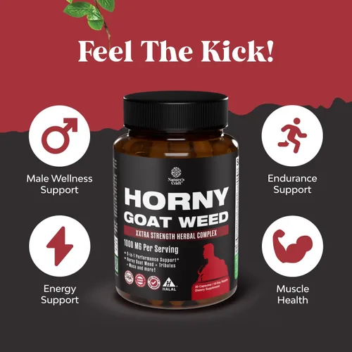 Vista 2 de Horny Goat Weed para Mejora Masculina - Extracto de Hierba de Cabra Extra Fuerte para Hombres 1000mg por Porción, Complejo con Tongkat Ali, Extracto