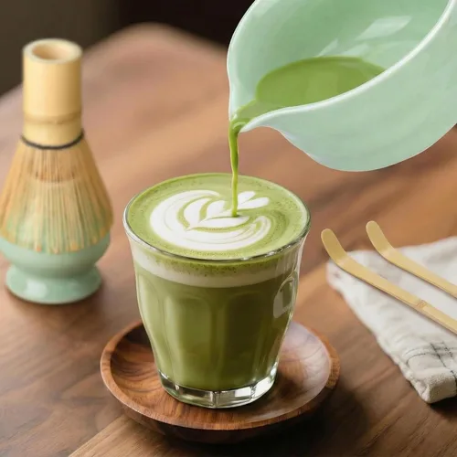 Vista 7 de Juego de batidor Matcha – Kit tradicional de 5 piezas con cuenco de cerámica que incluye batidor de bambú, cuchara, tamiz y soporte para batidor