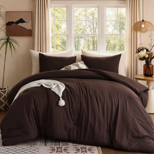 Vista 12 de Rosgonia Juego de edredón ligero, tamaño individual/individual XL para niñas, dormitorio universitario, niños, 1 edredón y 1 funda de almohada, Beige