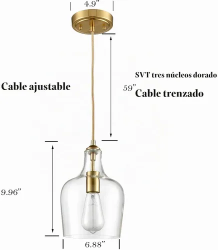 Vista 7 de HYDELITE Lámparas colgantes modernas de oro cepillado de cristal
