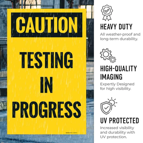 Vista 5 de Caution Testing in Progress Sidewalk Sign Kit, 10x16 Inches, Replacement Panels (2 Pack) Thick HDPS Plastic, Made in USA by Sigo Signs