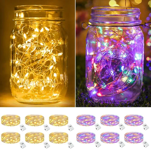 Vista 39 de btfarm - Paquete de 6 luces de hadas con pilas, luces parpadeantes con 3 modos
