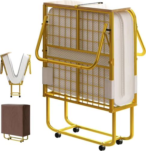 Vista 14 de PUREMIND Cama plegable con colchón de 4 pulgadas para adultos, cama plegable individual de 75 x 31 pulgadas, camas plegables portátiles, camas