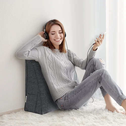 Vista 2 de VERCART Almohada triangular de cuña para cama, respaldo grande, cojín de lectura para lumbar y sentarse, almohadas decorativas para silla