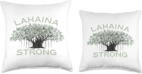 Vista 3 de Lahaina Banyan Tree Maui Hawaii Strong Almohada de tiro 16x16, multicolor