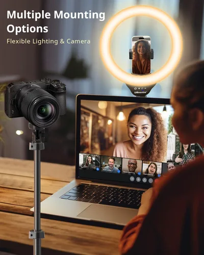 Vista 3 de UBeesize Anillo de luz LED de 12 pulgadas con soporte de trípode de 62 Luz para selfie regulable para grabación de video, transmisión en vivo Negro