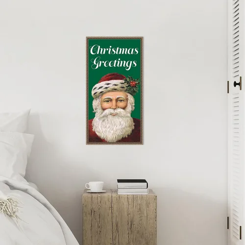 Vista 5 de Amanti Art Lienzo enmarcado para pared, 27 x 14 pulgadas, diseño retro de Santa Claus I por Alicia Longley, lienzo enmarcado para pared, obras