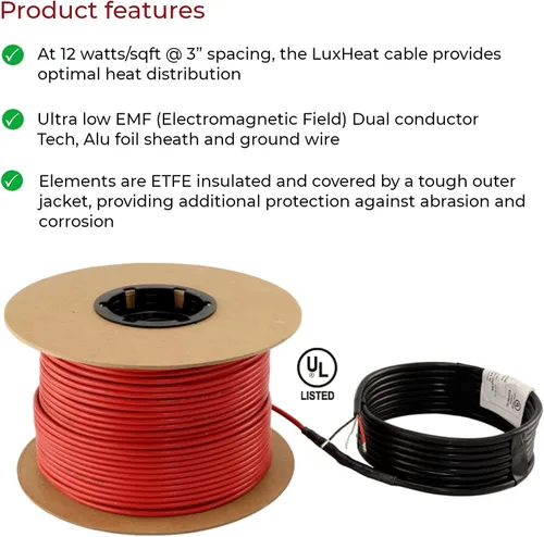 Vista 8 de LuxHeat Kit de cable de calefacción de suelo de 10 pies cuadrados - Sistema de calefacción por suelo radiante de 120 V - Sistema de suelo
