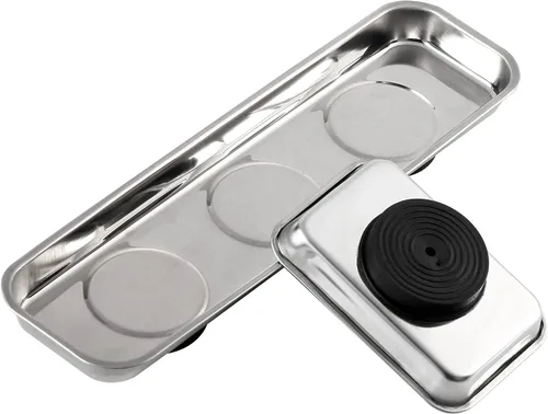 Vista 6 de Juego de 3 bandejas magnéticas de acero inoxidable para tornillos, enchufes, pernos, pasadores, mecánicos y automotrices