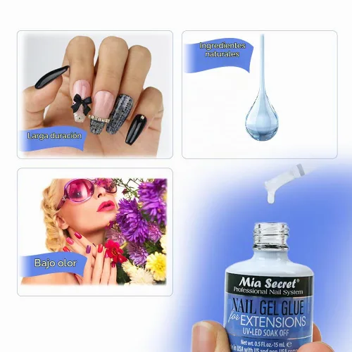 Vista 5 de MIA SECRET PEGAMENTO DE GEL DE UÑAS DE 0.5 Floz PARA EXTENSIONES UV-LED SOAK OFF