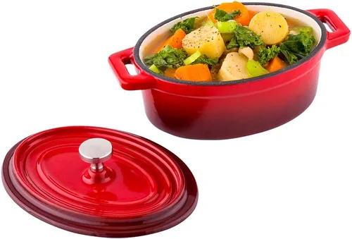 Vista 12 de Restaurantware Mini cacerola de 8 onzas, 1 mini horno holandés con tapa, esmaltado redondo de hierro fundido negro, mini cocotte resistente