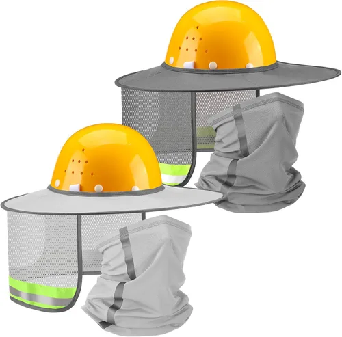 Vista 7 de SATINIOR 4 unidades de sombrero duro para sombrero de alta visibilidad, visera de sol y polaina para el cuello, bandana con tira reflectante, Negro