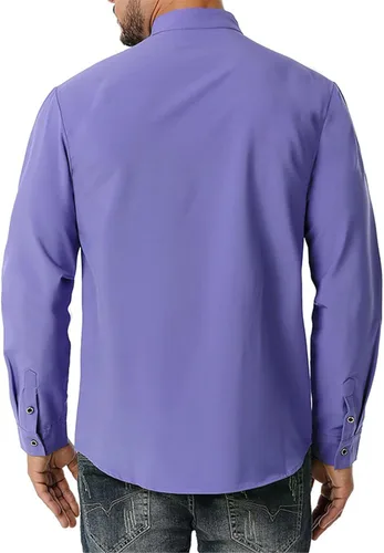 Vista 2 de EAFANA Camisa de esmoquin de manga larga para hombre con botones y volantes