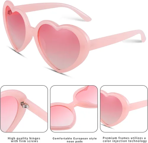 Vista 6 de Pro Acme Lentes de sol de corazón para mujer, polarizados, encantadores, estilo retro, de moda roja
