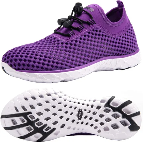 Vista 21 de Zapatos de agua para mujer de secado rápido, drenaje de 3 segundos y todo terreno para natación, senderismo, yoga 18155Negro