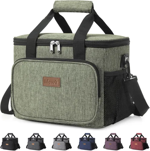 Vista 8 de Lifewit Lonchera mediana aislada, suave y refrigerante, para adultos, hombres y mujeres, color negro, 12 latas (9L)