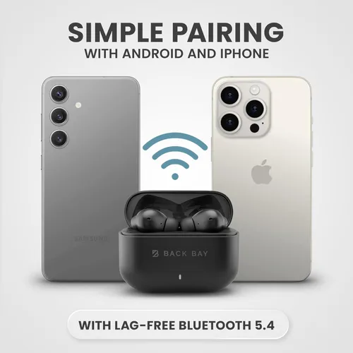 Vista 4 de FirstClass - Auriculares inalámbricos con cancelación de ruido, Bluetooth 5.4, auriculares inalámbricos Bluetooth con cancelación de ruido, Negro