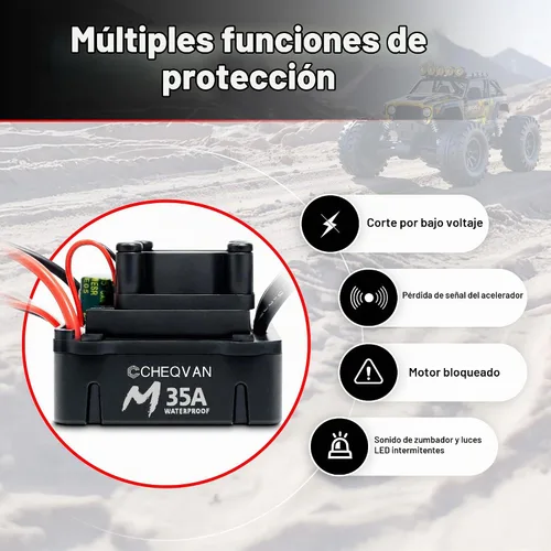 Vista 5 de Motor sin escobillas RC y combo ESC 35A para escala 1/16 18 2430