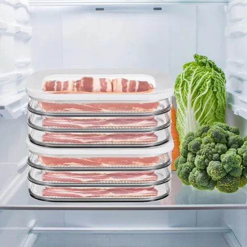 Vista 6 de Tioncy Recipiente de carne de delicatessen para nevera, contenedor de tocino para refrigerador, cajas de almacenamiento de alimentos apilables