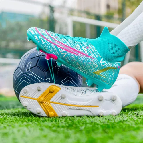 Vista 3 de KAEAEILSS Botas de fútbol para hombre, zapatos de fútbol, zapatos de punta, zapatos cómodos para adultos, atléticas, al aire libre