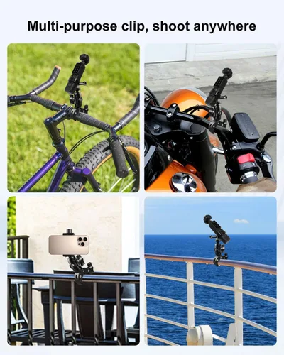 Vista 7 de Kit de soportes para manillar de abrazadera de cámara de bicicleta, cubierta protectora de cámara para parasol de lente compatible con DJI Osmo