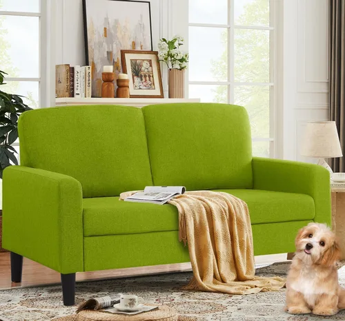 Vista 9 de BEEY Sofá individual de tela, cómodo sillón tapizado, muebles de sala de estar, sofá biplaza azul marino de 53 pulgadas, sofás pequeños