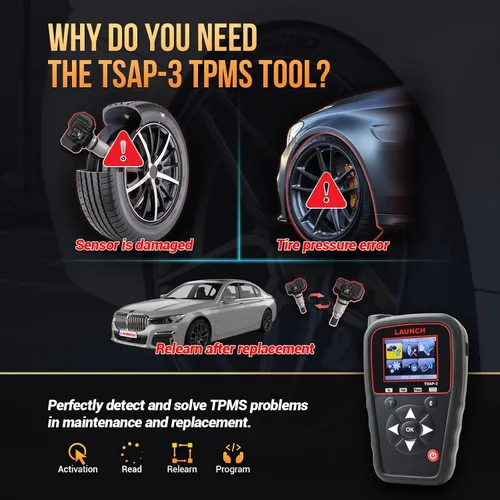 Vista 2 de Herramienta de Programación TPMS LAUNCH TSAP-3, Activa/Lee/Reaprende Todos los Sensores TPMS, Programa Más de 20 Sensores Posventa, Servicio