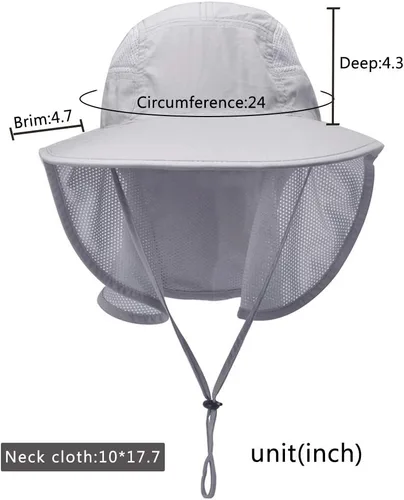 Vista 5 de Sombreros de sol unisex con protección UV para actividades al aire libre con solapa para el cuello