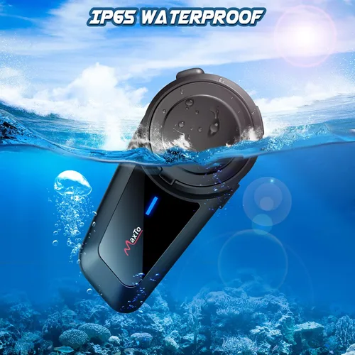 Vista 7 de MAXTO Auriculares Bluetooth M2 para motocicleta, casco de motocicleta Bluetooth 5.0, 6 vías 3280 pies, sistema de comunicación de intercomunicación