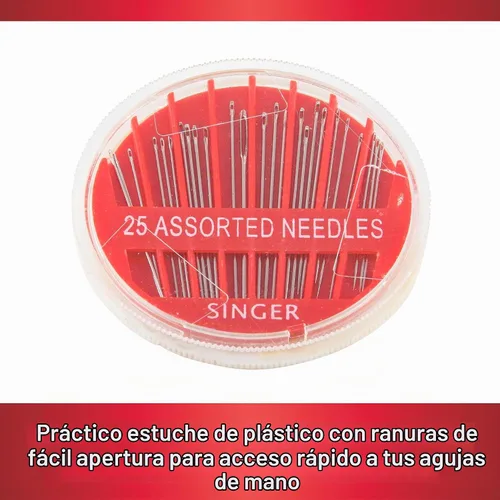 Vista 7 de Singer 25 agujas surtidas para coser en estuche, paquete de de 1