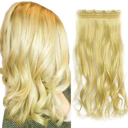 Vista 13 de Extensiones de cabello sintético de 24 pulgadas, 4.23 onzas, color negro, 5 clips, extensiones de cabello sintético resistentes al calor #1 (negro)