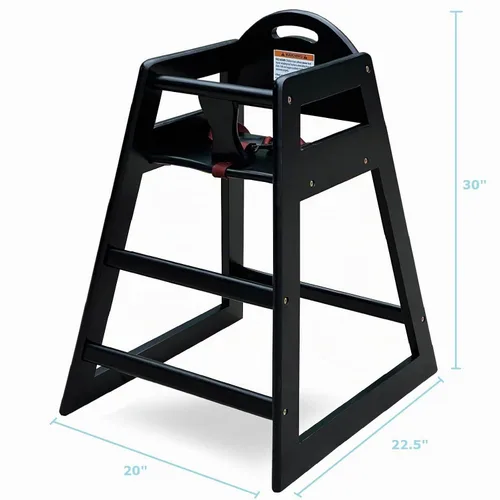 Vista 4 de Silla alta de madera para bebés y niños pequeños, silla alta apilable estilo restaurante con madera maciza de grado comercial para mesa de comedor