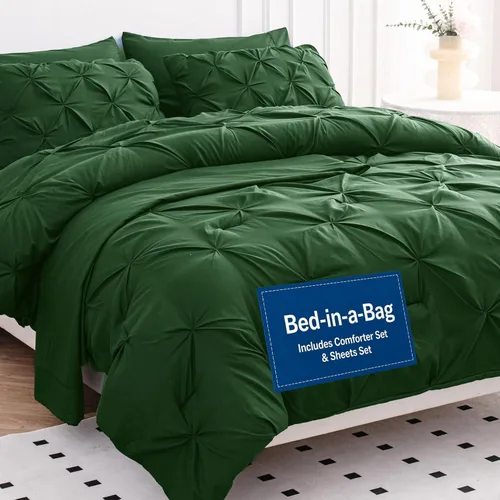 Vista 22 de LANE LINEN Juego de edredón individual de 5 piezas - Ropa de cama con diseño clásico de puntada pintuck - con 1 edredón, 1 funda de almohada, 1