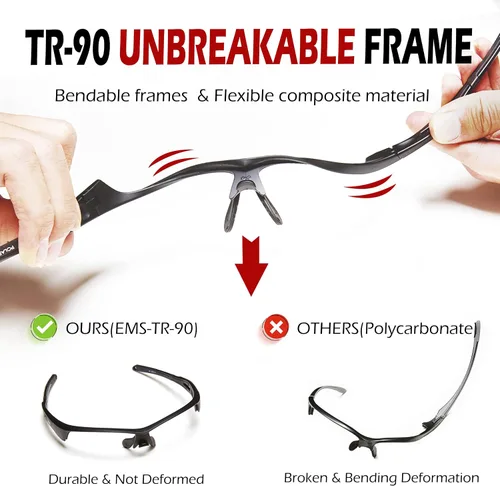 Vista 2 de POLARS DESIGN Deportes al aire libre Polarizado envoltura alrededor de Ciclismo Gafas de sol para hombres y mujeres TR90 Marco UV Protección