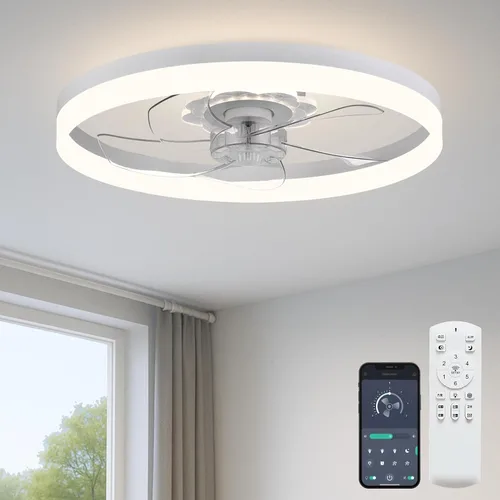 Vista 10 de Fszdorj 20'' Ceiling Fan with Light, Upgraded Low Profile Ceiling Fan with Light, Dimmable Flush Mount Ceiling Fan with Light, Fan light, 6 Speeds