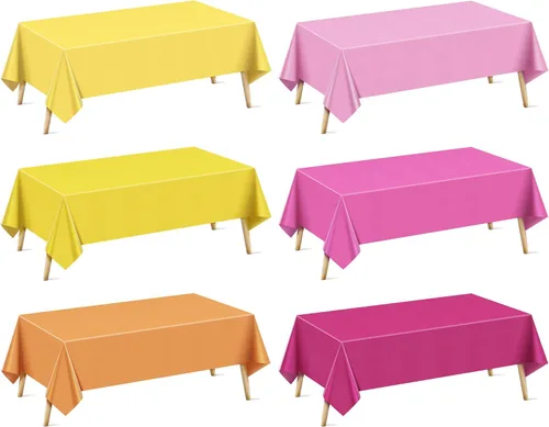 Vista 24 de Mantel rectangular de la serie azul y verde, 4 piezas, 54 x 72 pulgadas, color sólido, impermeable y a prueba de derrames, mantel de plástico