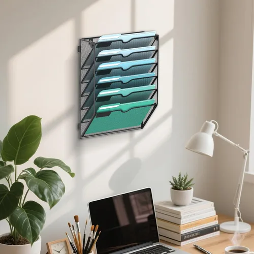 Vista 6 de SUPEASY Organizador de archivos de pared de 6 niveles, archivos de pared colgantes para papeles, carpetas, revistas, organizador de pared