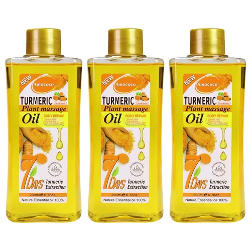 Vista 11 de Aceite corporal de cúrcuma de 6.8 fl oz para masaje e hidratación diaria, hidratación profunda con vitamina E, colágeno, aceite de cúrcuma para cara