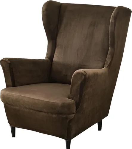 Vista 27 de MIFXIN Wingback - Funda para silla, de terciopelo de 2 piezas, elásticas, con funda de cojín, suave, lavable, protector de muebles para sala