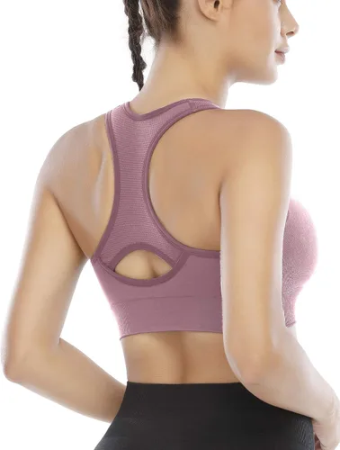 Vista 4 de Heathyoga Sujetadores deportivos de alto impacto para mujer, sujetadores deportivos con relleno, sujetador de entrenamiento para mujer, con espalda