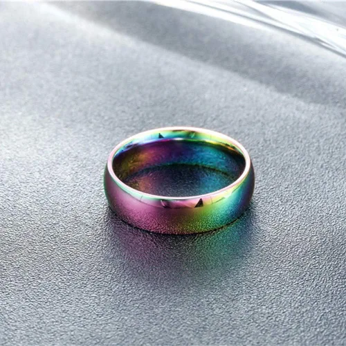 Vista 5 de Um joyas acero inoxidable de alta pulido Gay y lesbiana ORGULLO LGBT Ranibow Anillo 6mm.