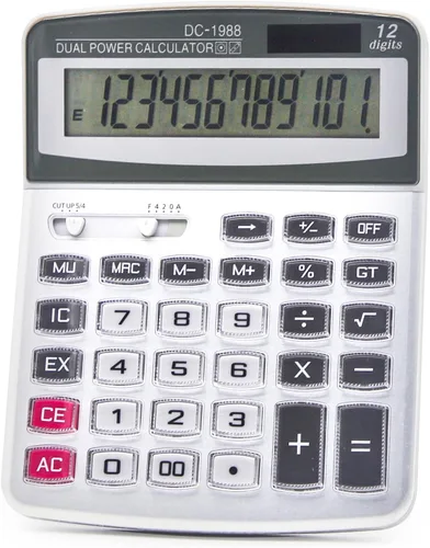Vista 8 de OFFIDIX Calculadora electrónica de pantalla LCD de doble potencia de llave Negro
