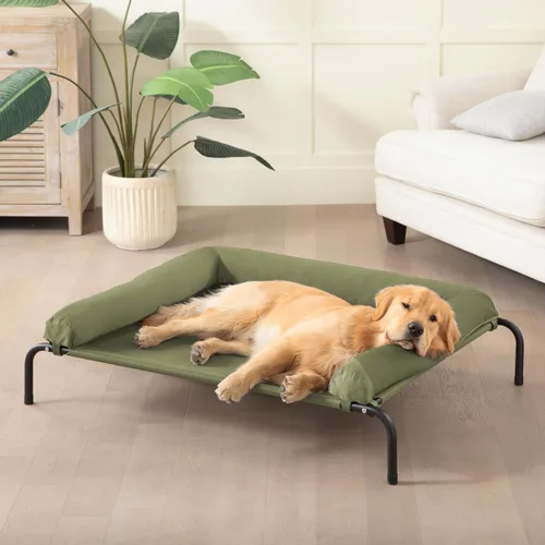 Vista 7 de Cama elevada para perros con enfriamiento - Cuna elevada para perros medianos al aire libre con malla transpirable, cuna elevada portátil para Marrón