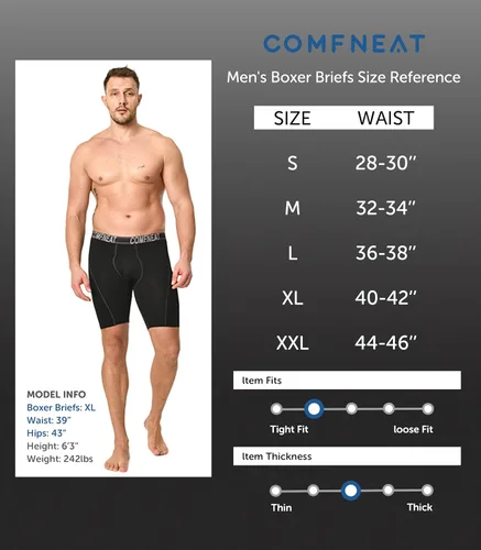 Vista 6 de Comfneat Calzoncillos tipo bóxer para hombre de 9 pulgadas de largo, transpirables, paquete de 4