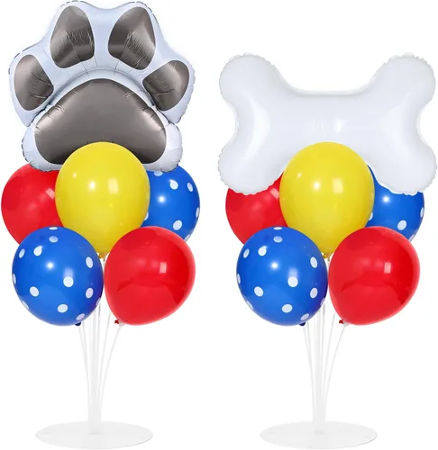 Vista 23 de Kit de soporte para globos de fiesta de fútbol 2 juegos con 2 globos de rugby de aluminio tipo bola, centro de mesa temático de fútbol para mesas