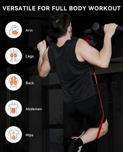 Vista 3 de SUNPOW Pull Up Assistance Bands, Set of 5 Heavy Duty Resistance Bands for Men & Women, Natural Latex Exercise Bands for Pull-Up Progression, Home