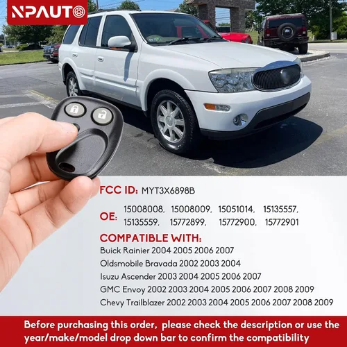 Vista 3 de NPAUTO Llave con mando a distancia Compatible con Chevy Trailblazer GMC Envoy 2002 2003 2004 2005 2006 2007 2008 2009, Buick Rainier 04-07, Isuzu